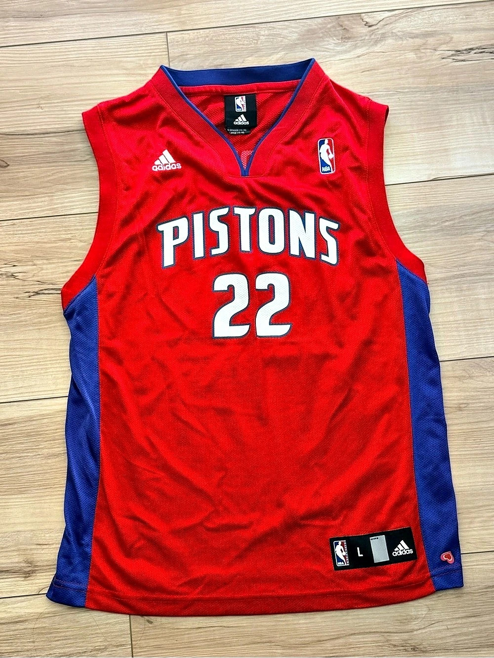 Adidas Detroit Pistons Tayshaun Prince #22 Jersey Red & Blue Youth Large